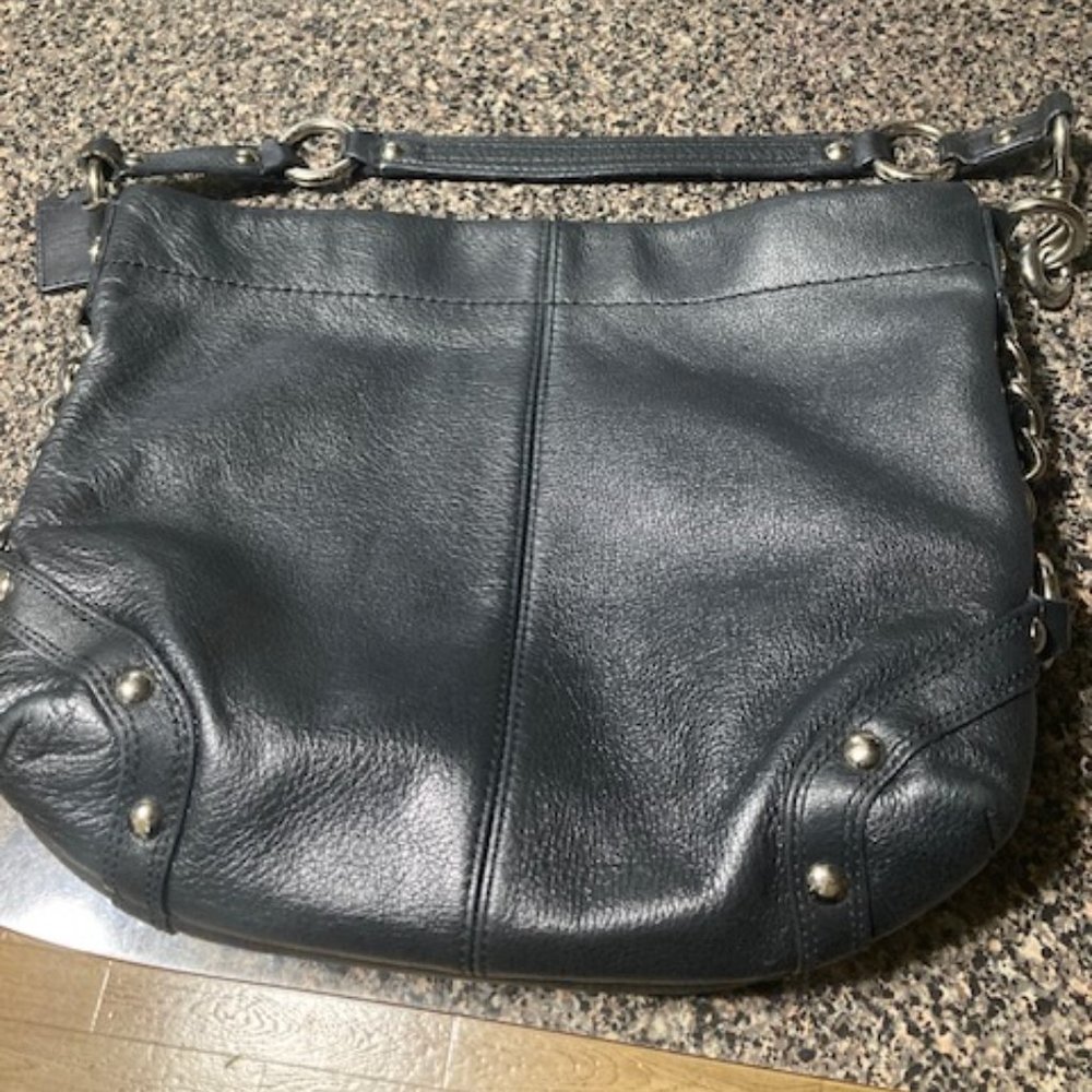 Coach pebbled leather -chain side decoration